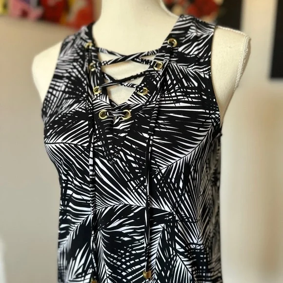 #80 NWT Michael Michael Kors Palm Leaf Sleeveless Dress - Picture 3 of 7